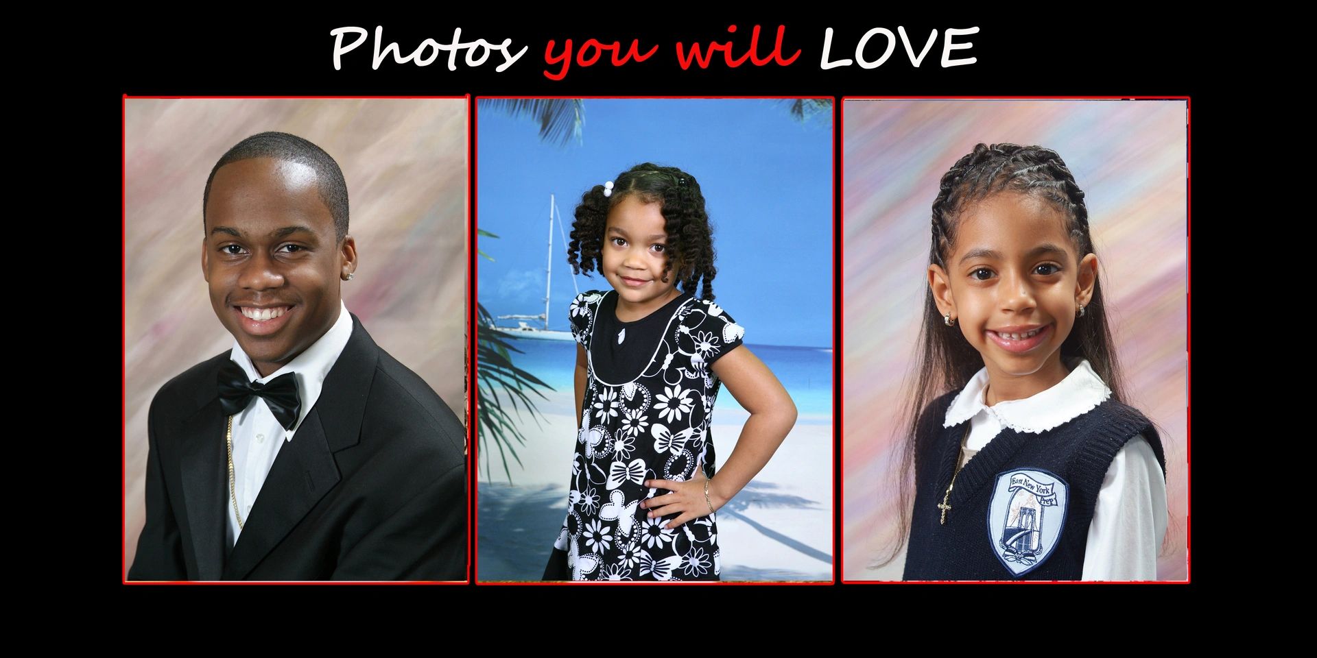 Senior portrait and school portrait samples for yearbook photography.